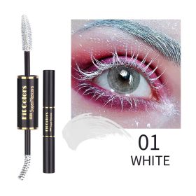 Double-headed Color Mascara Thick Curl More Than Waterproof Not Smudge White Eyebrow Dyeing (Option: 01WHITE)