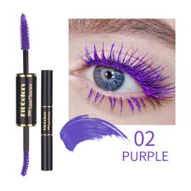 Double-headed Color Mascara Thick Curl More Than Waterproof Not Smudge White Eyebrow Dyeing (Option: 02PURPLE)