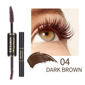 Double-headed Color Mascara Thick Curl More Than Waterproof Not Smudge White Eyebrow Dyeing (Option: 04DARK BROWN)